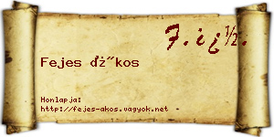 Fejes Ákos névjegykártya
